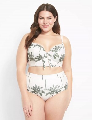 Women Lane Bryant Swim Briefs White Multicolor | HQV1982MH