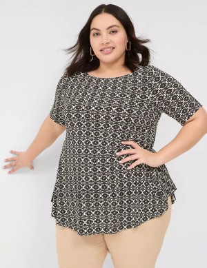 Women Lane Bryant Swing Boatneck Top T Shirts Black | KYW2671JO