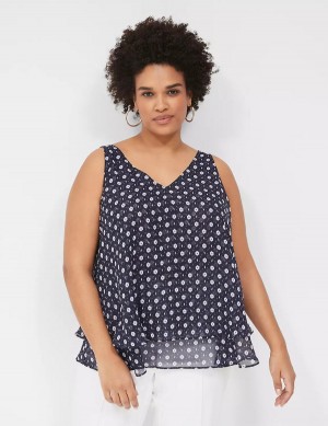 Women Lane Bryant Swing Double-Layer Chiffon Tank Top Purple | GRD8051ZY