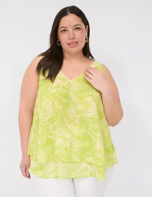 Women Lane Bryant Swing Double-Layer Chiffon Tank Top Light Green | YJQ2569UT