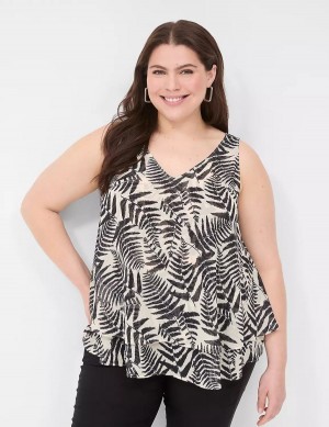 Women Lane Bryant Swing Double-Layer Chiffon Tank Top Black | JVF8879ID