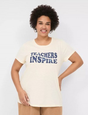 Women Lane Bryant Teachers Inspire Graphic Tee T Shirts White | LZM6168JO