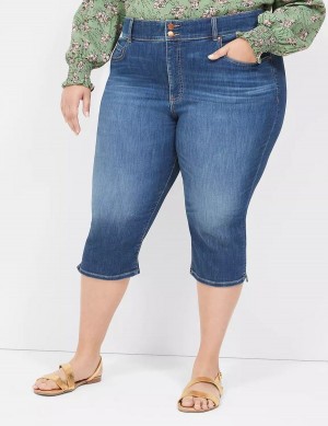 Women Lane Bryant Tighter Tummy Fit High-Rise Pedal Jeans Blue | CAJ6130QR
