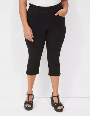 Women Lane Bryant Tighter Tummy Fit High-Rise Pedal Jeans Black | FKL3355CO
