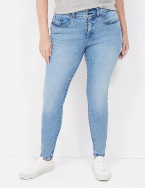 Women Lane Bryant Tighter Tummy High-Rise Skinny Jeans Light Blue | HIQ6942AF