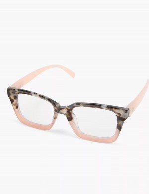 Women Lane Bryant Tortoiseshell Print & Pink Colorblock Square Reading Glasses Black Pink | XMM3813CD