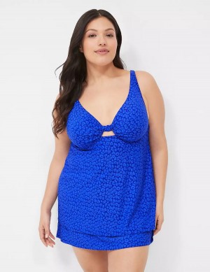 Women Lane Bryant Underwire Knot-Front Tankini Bikini Top Dark Blue | SQH6834QX