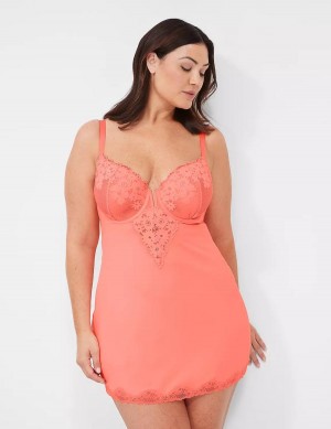 Women Lane Bryant Underwire Lace Slip Dress Pink | ILW3076YC