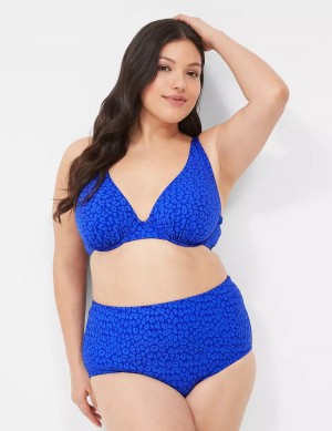 Women Lane Bryant Underwire Plunge Bikini Top Dark Blue | MNF6553KY