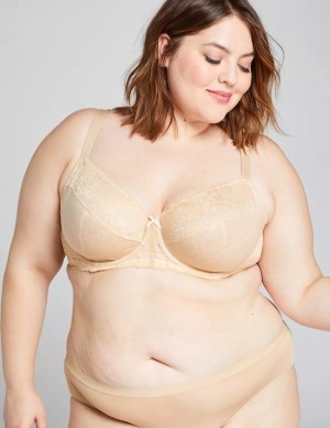 Women Lane Bryant Unlined with Lace Balconette Bra Beige | XMI8755XT