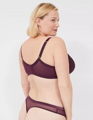 Women Lane Bryant Velvet-Trim Thong Panty Burgundy | RPS1757UR