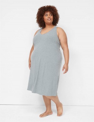 Women Lane Bryant Wide Rib High-Slit Midi Dress Grey | ZLS9577AQ