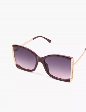 Women Lane Bryant Wine With Goldtone Hinge Square Sunglasses Burgundy | OQC218MS