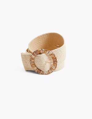 Women Lane Bryant Woven Stretch Belts Beige | DOD2185AV