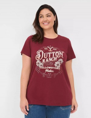 Women Lane Bryant Yellowstone Dutton Ranch Graphic Tee T Shirts Red | NKC9245RN
