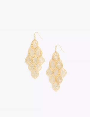 Women Lane Bryant Zebra Print Chandelier Earrings Gold | WAJ2295NV