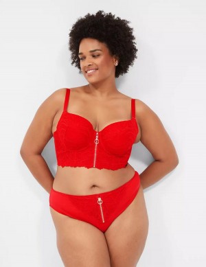 Women Lane Bryant Zip-Front French Briefs Red | EQF270TM