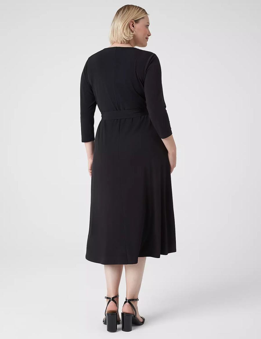 Women Lane Bryant 3/4-Sleeve High-Low Jersey Midi Dress Black | RQP1232FR