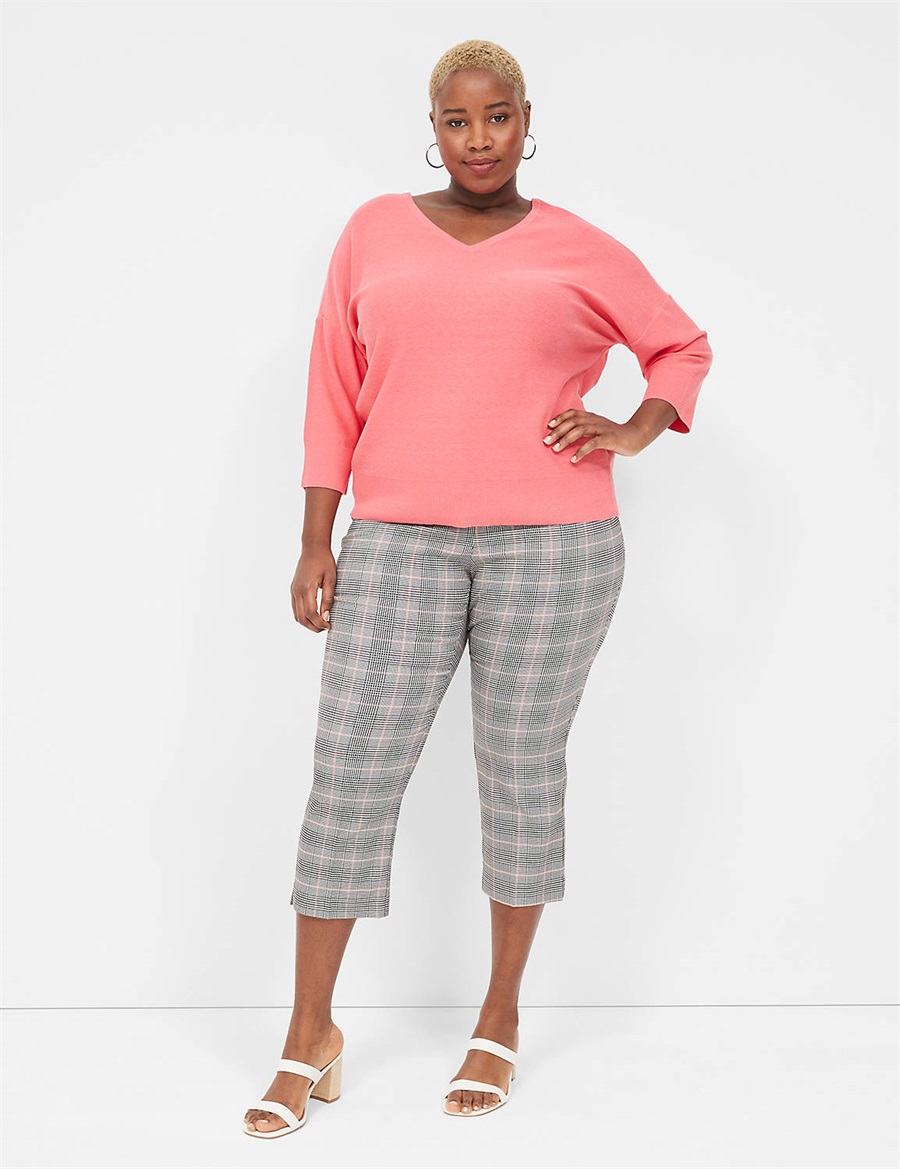 Women Lane Bryant 3/4-Sleeve V-Neck Sweaters Coral | JWY1898BA