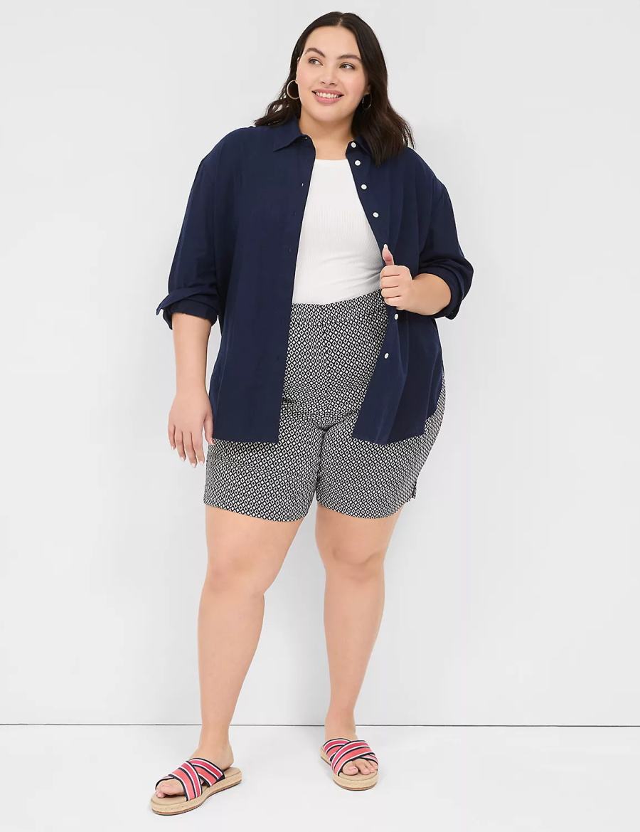 Women Lane Bryant 4-Season Bermuda Shorts Navy | QGY7412PN