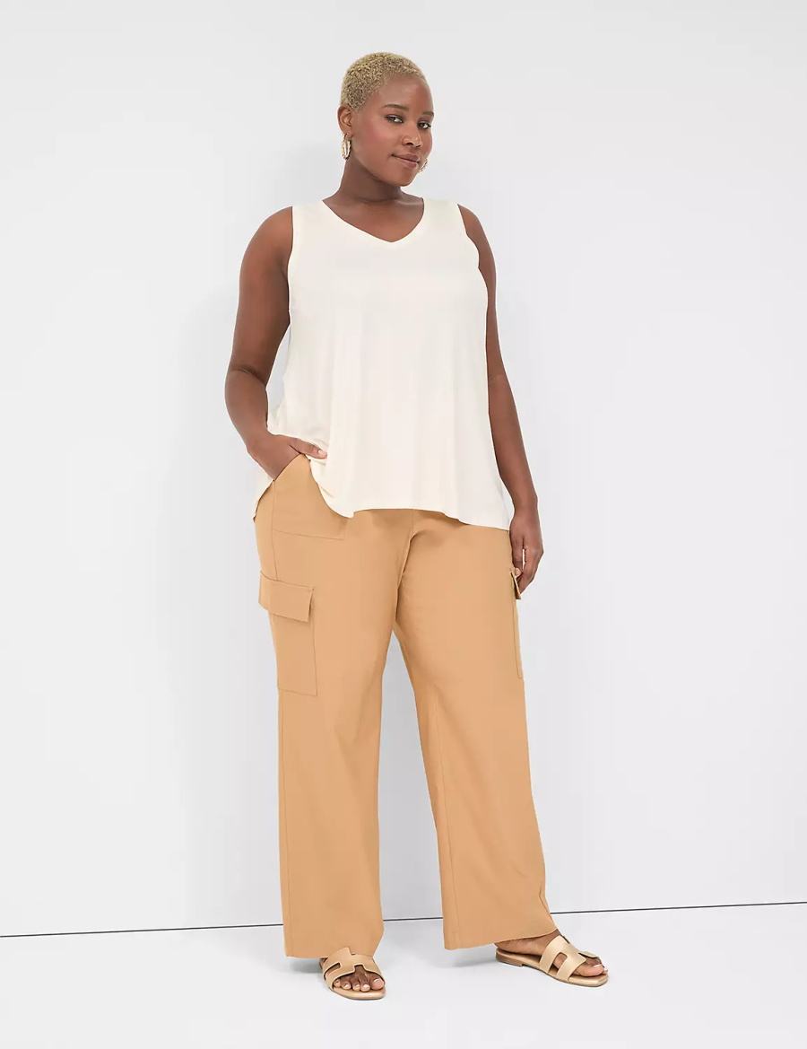 Women Lane Bryant 4-Season Pull-On Straight Cargo Pants Brown | JIM6626OG