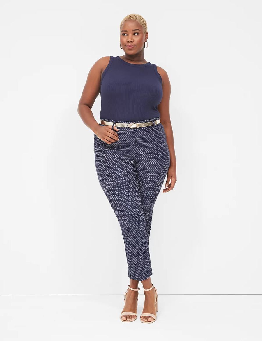 Women Lane Bryant 4-Season Slim Ankle Pants Navy | BRW9813PY