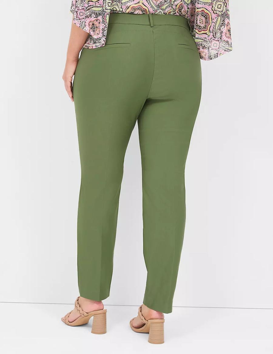 Women Lane Bryant 4-Season Slim Ankle Pants Brown Green | ZUH7270PQ