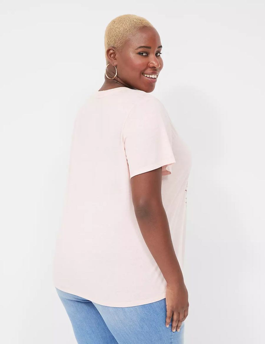 Women Lane Bryant Always Grateful Graphic Tee T Shirts Pink | KHG3328AA