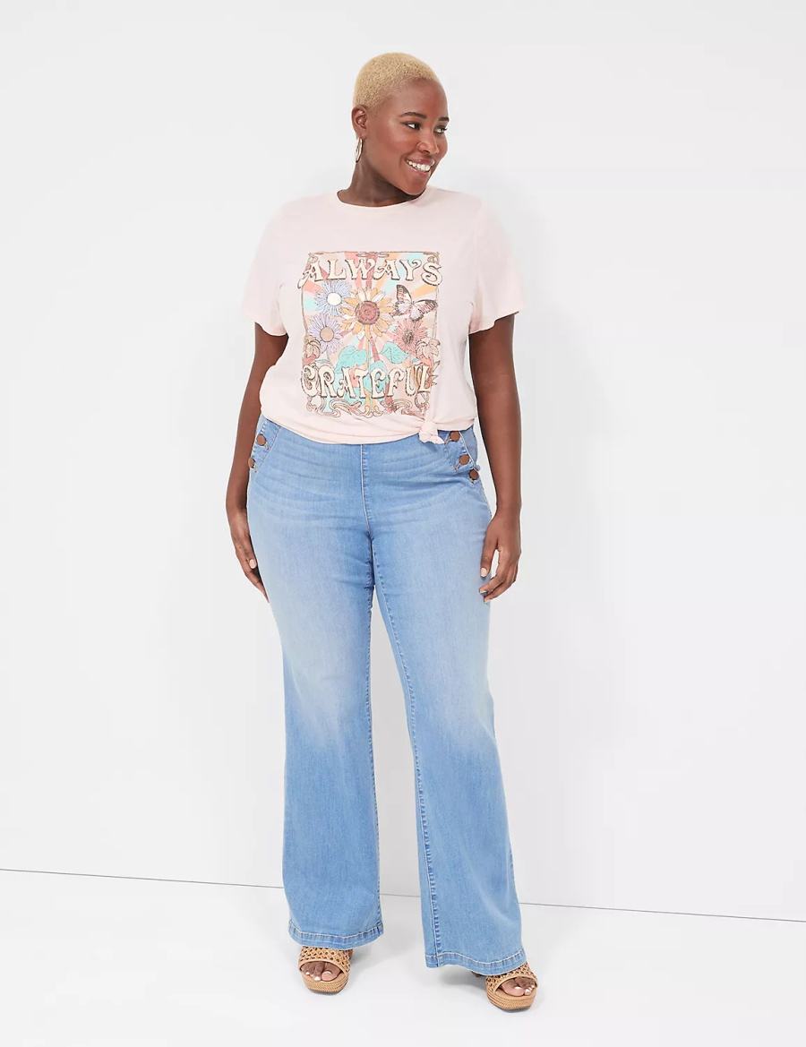 Women Lane Bryant Always Grateful Graphic Tee T Shirts Pink | KHG3328AA