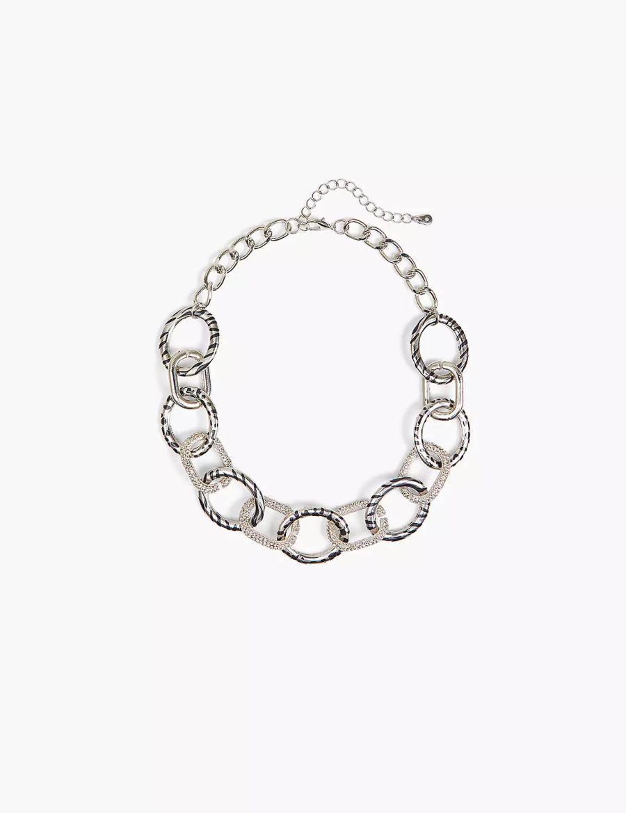 Women Lane Bryant Animal Print-Link Chain Necklace Silver | UXM5167VS
