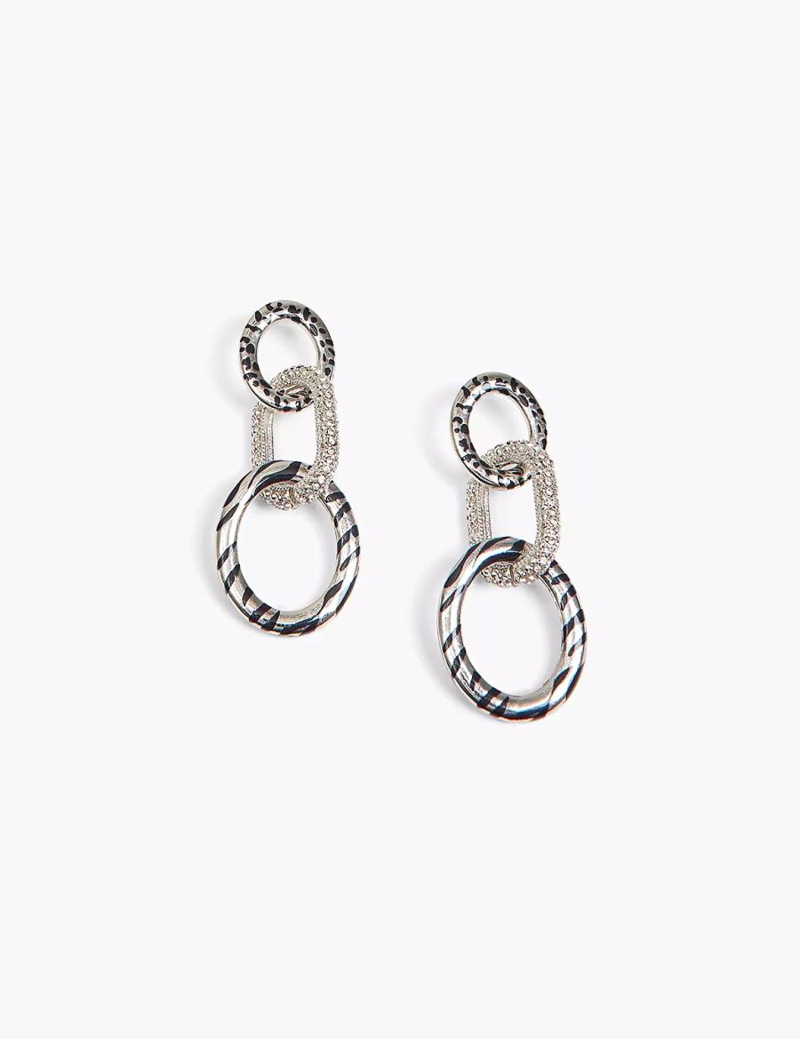 Women Lane Bryant Animal Print-Link Earrings Silver | FIY1410AO
