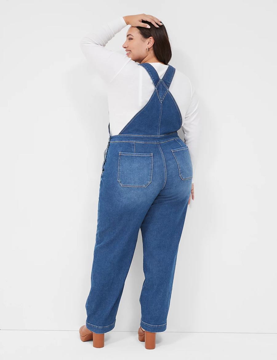 Women Lane Bryant Authentic Straight Leg Denim Overall Blue | NMW7096AY