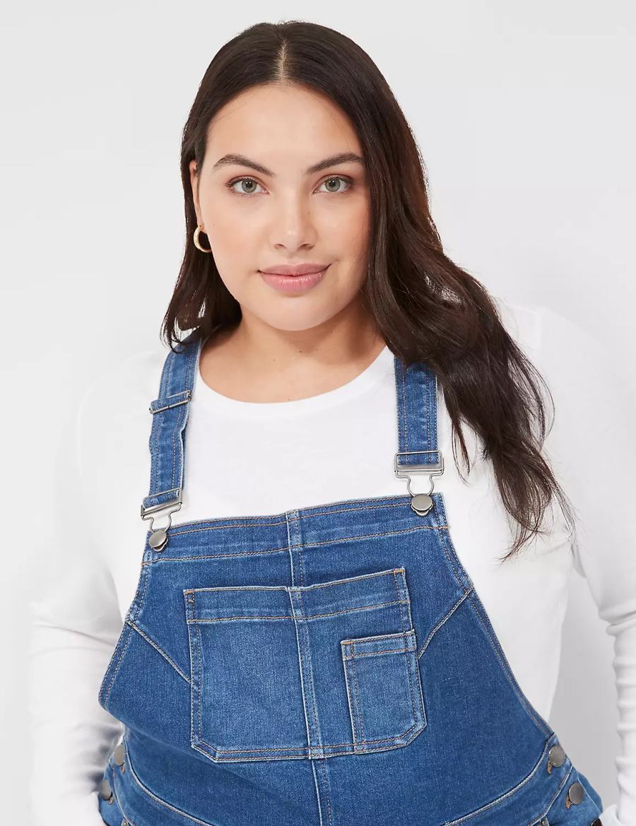 Women Lane Bryant Authentic Straight Leg Denim Overall Blue | NMW7096AY