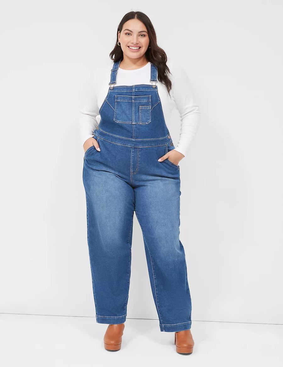 Women Lane Bryant Authentic Straight Leg Denim Overall Blue | NMW7096AY