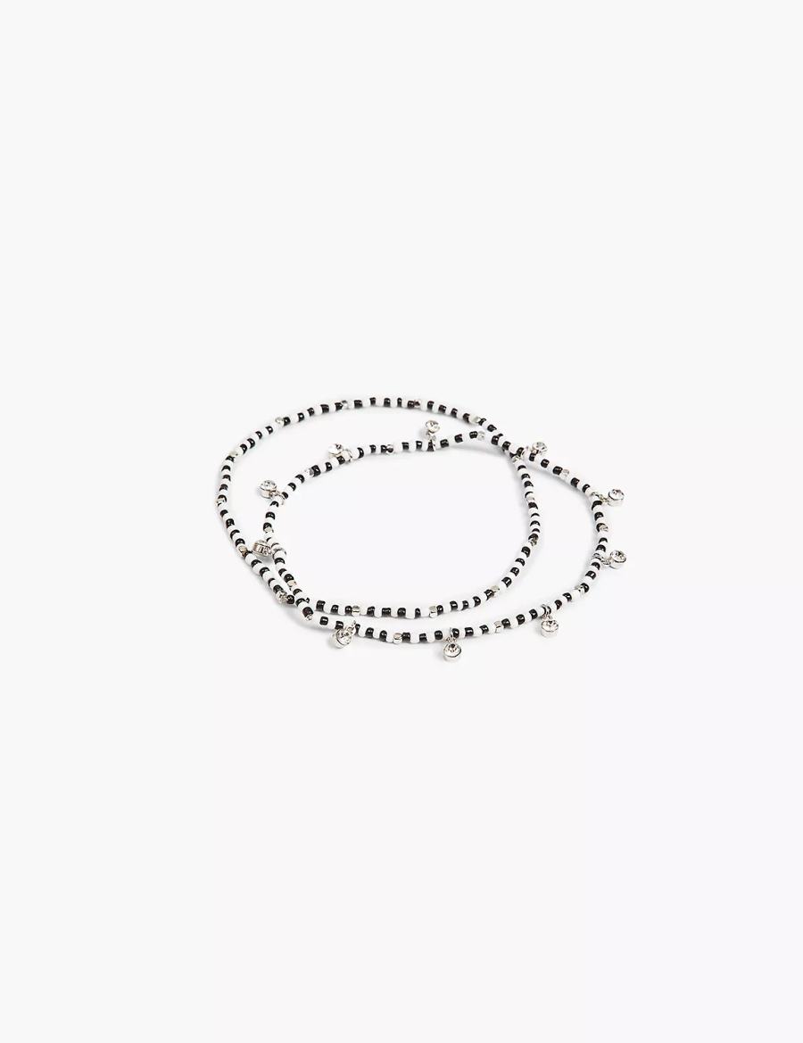 Women Lane Bryant Beaded Stretch Anklet Silver | VIQ8890CJ