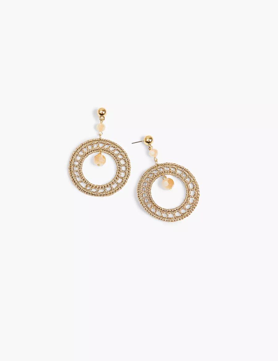 Women Lane Bryant Beaded Woven Filigree Drop Earrings Gold | EGJ397NJ