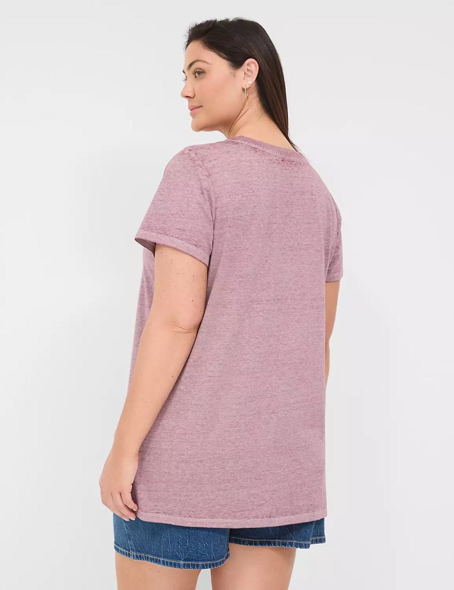 Women Lane Bryant Blessed Graphic Tee T Shirts Deep Purple | YTA6440AS