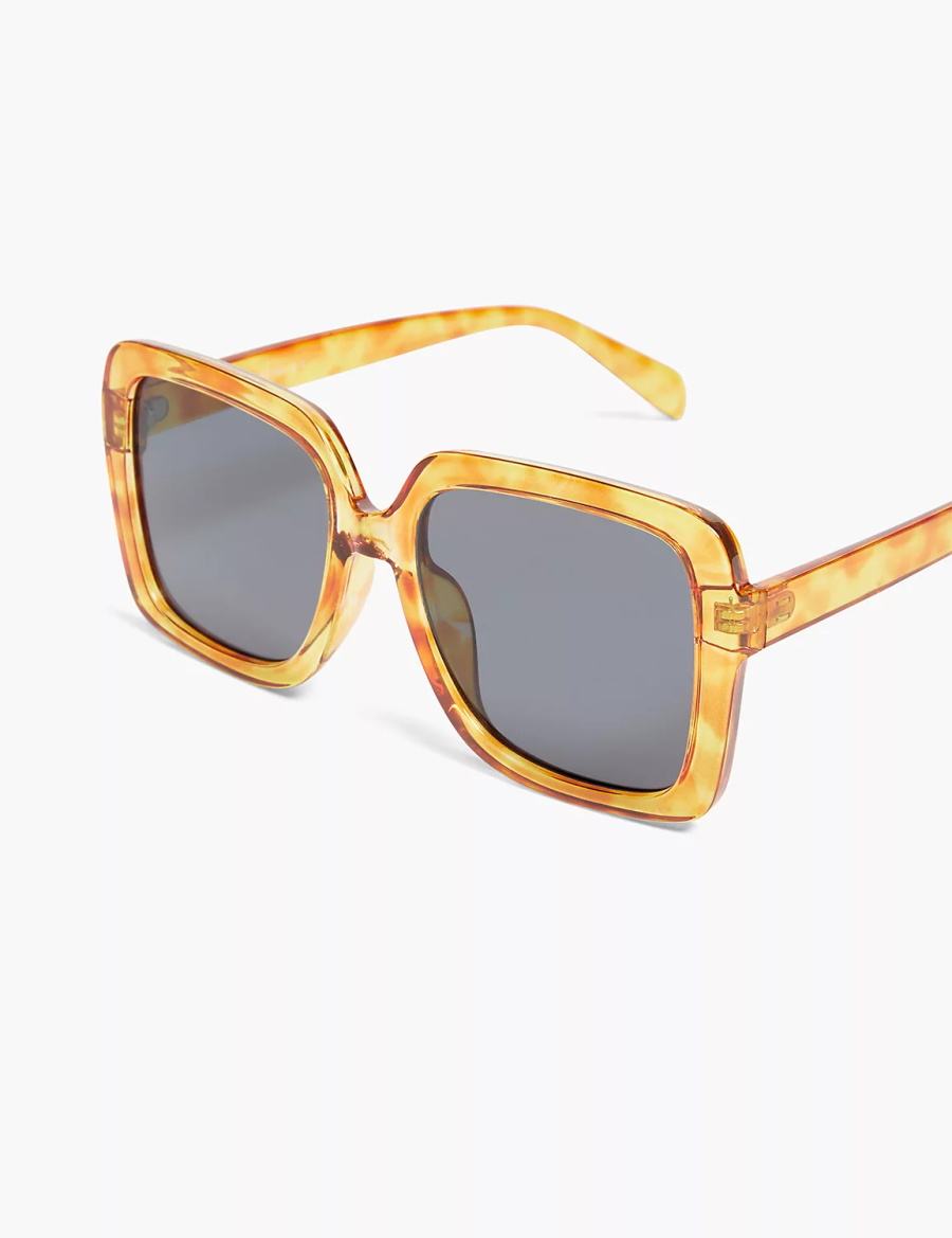 Women Lane Bryant Blonde Tortoiseshell Print Square Sunglasses Yellow | KSS6086WP