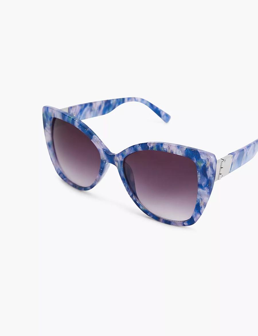 Women Lane Bryant Blue Marble Cateye Sunglasses Blue Multicolor | EIL211JC