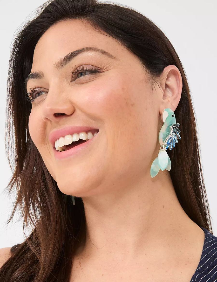 Women Lane Bryant Blue Parrot Statement Earrings Silver | GMA7462DN