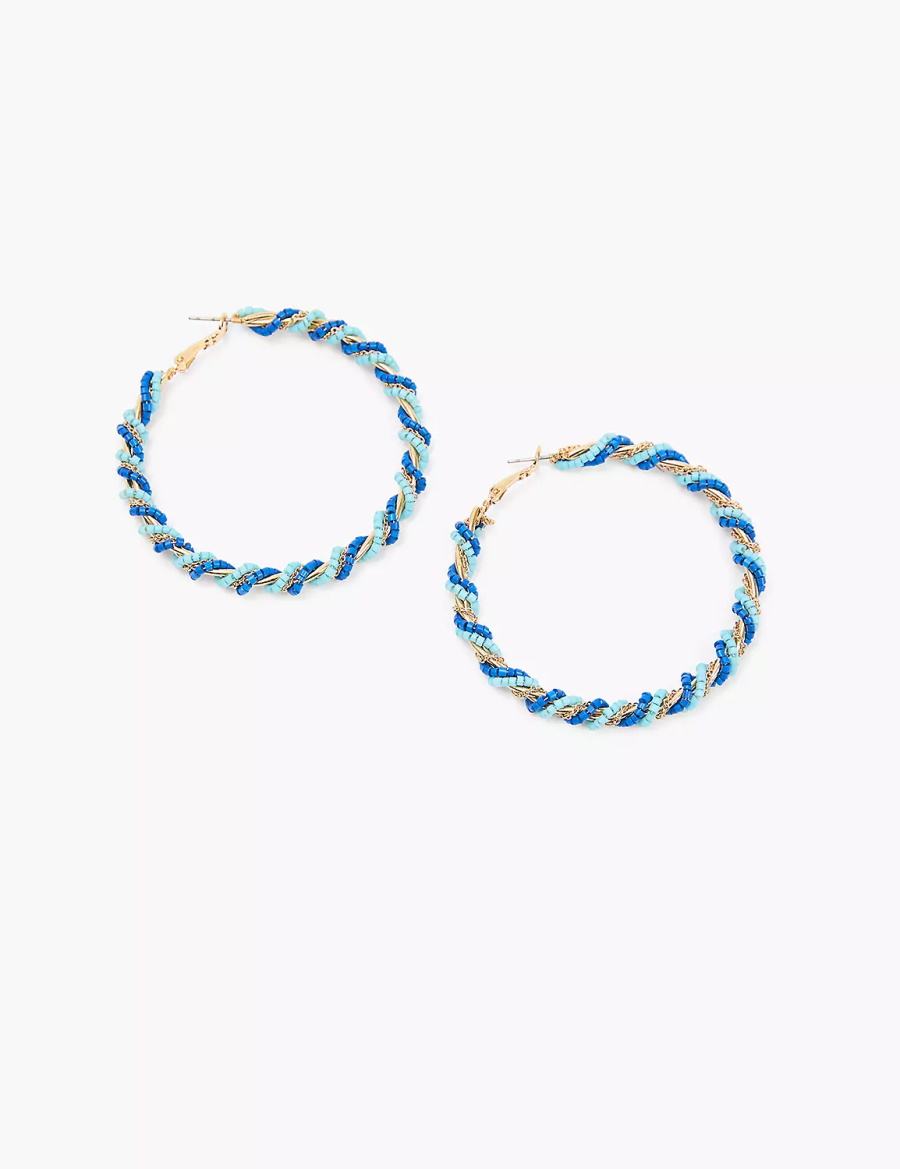 Women Lane Bryant Blue Twisted Hoop Earrings Gold | RLN3931KA
