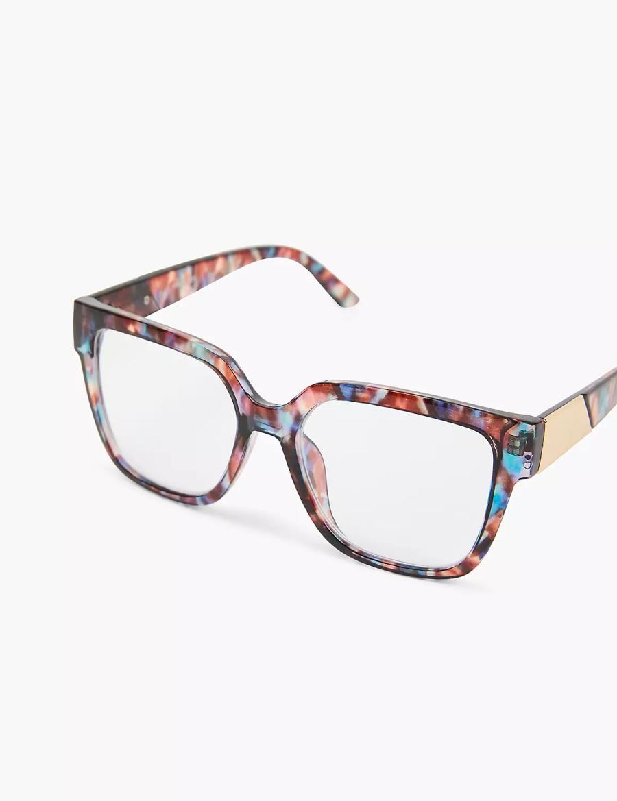 Women Lane Bryant Blue & Purple Tortoiseshell Print Cateye Reading Glasses Blue | PTV7619VC