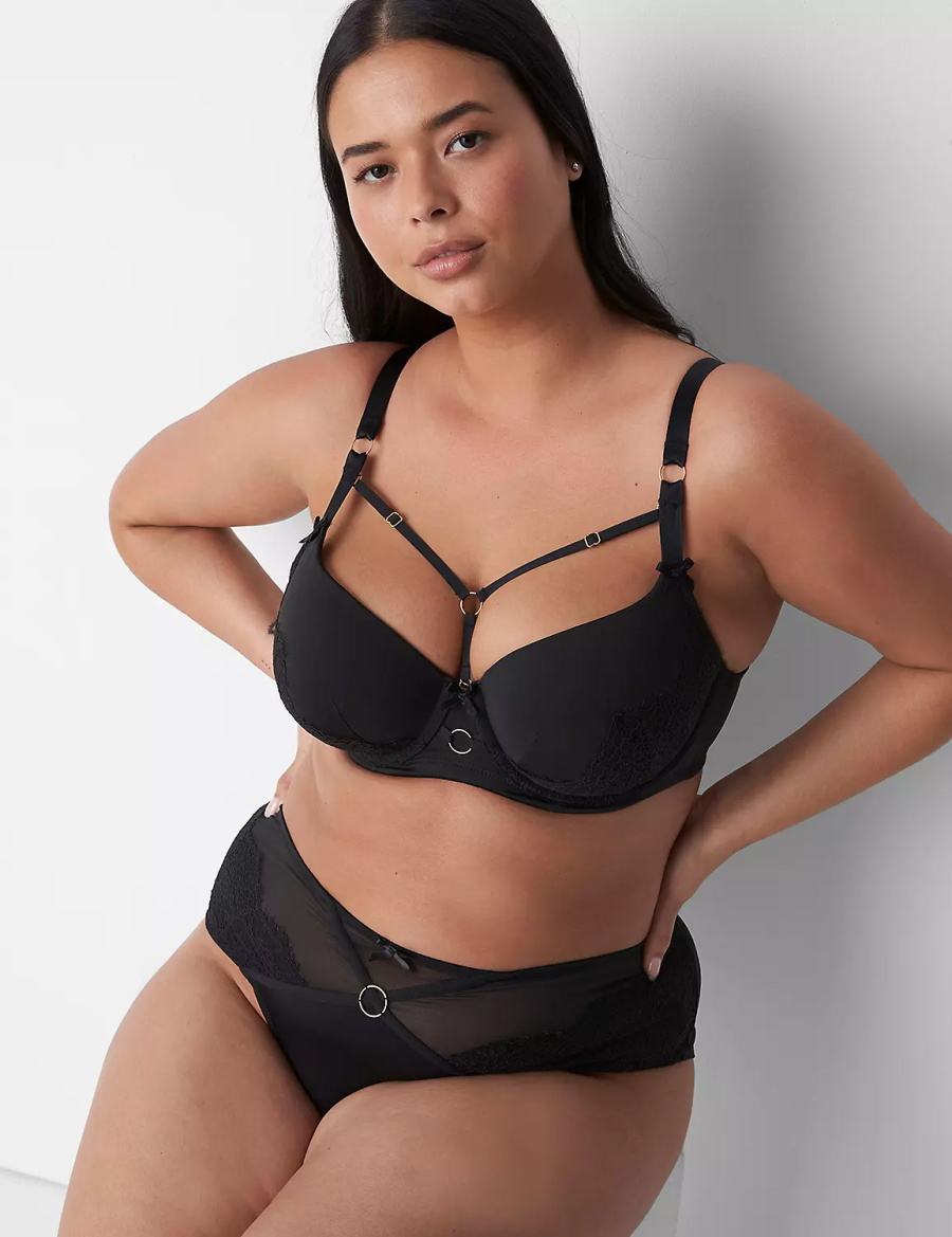 Women Lane Bryant Boost Balconette Bra Black | FMN9436IV