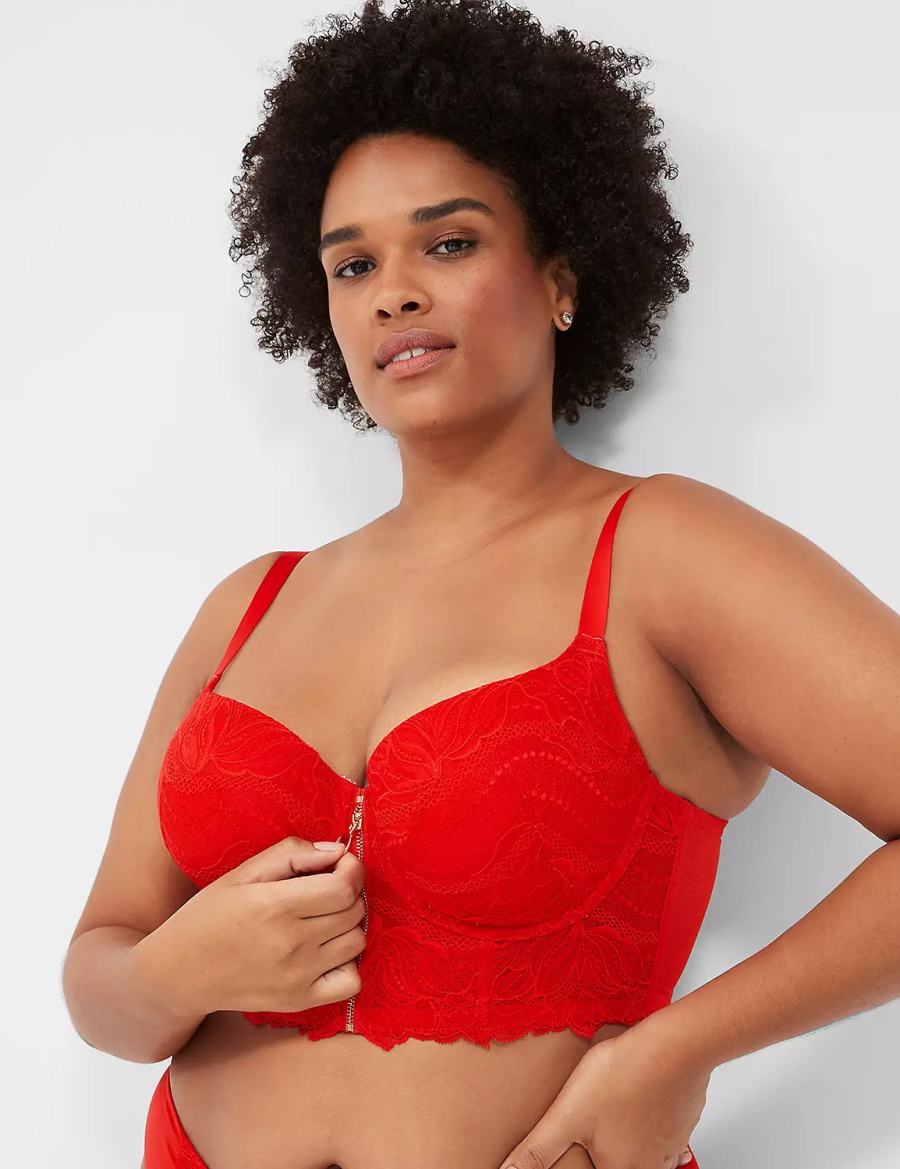 Women Lane Bryant Boost Longline Balconette Bra Red | JAB3722IP