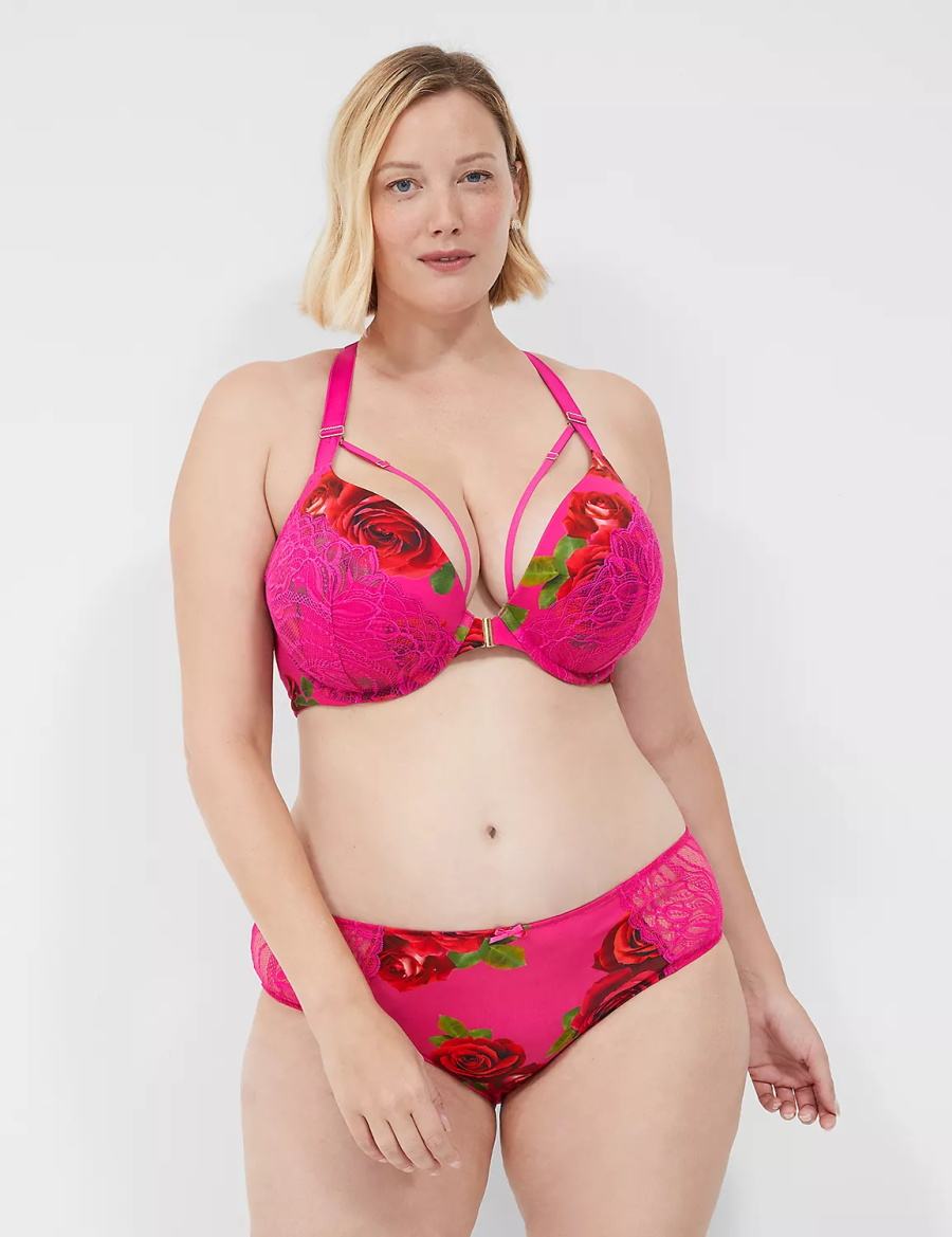 Women Lane Bryant Boost Plunge Bralettes Rose Fuchsia | PML5612XC