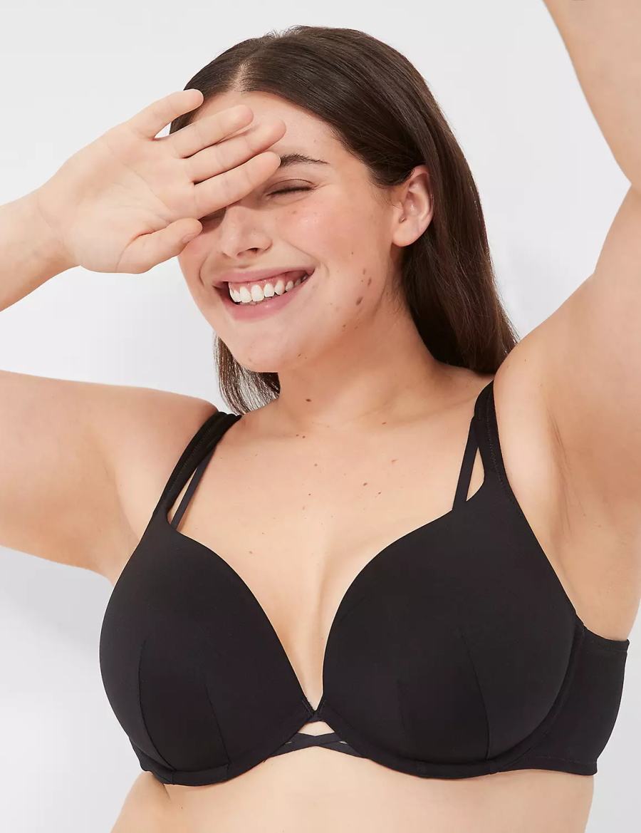 Women Lane Bryant Boost Plunge Bralettes Black | JVV3378EA