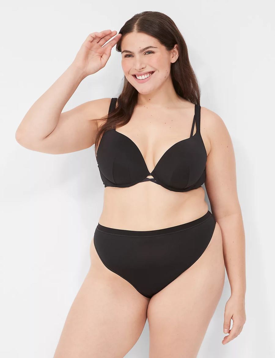 Women Lane Bryant Boost Plunge Bralettes Black | JVV3378EA