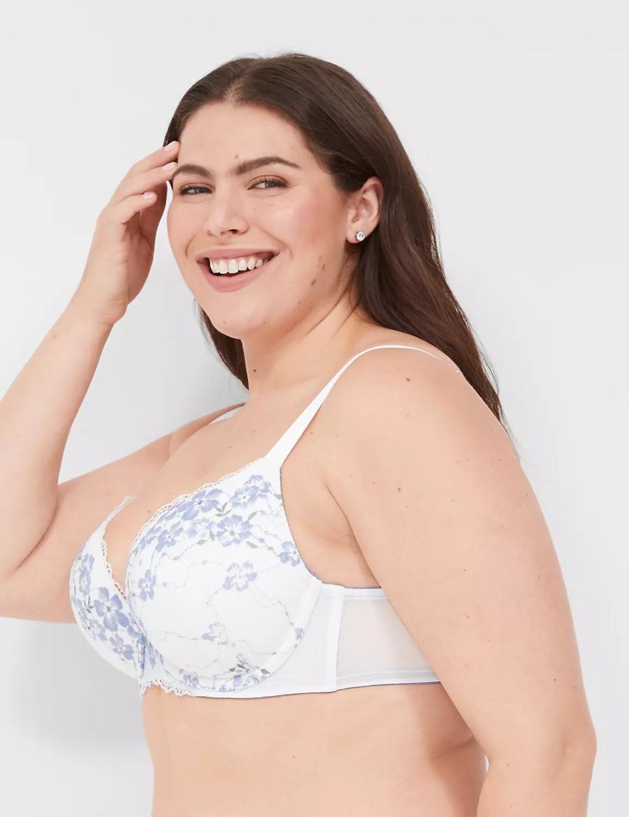 Women Lane Bryant Boost Plunge With Lace Bralettes White | RQR366TF