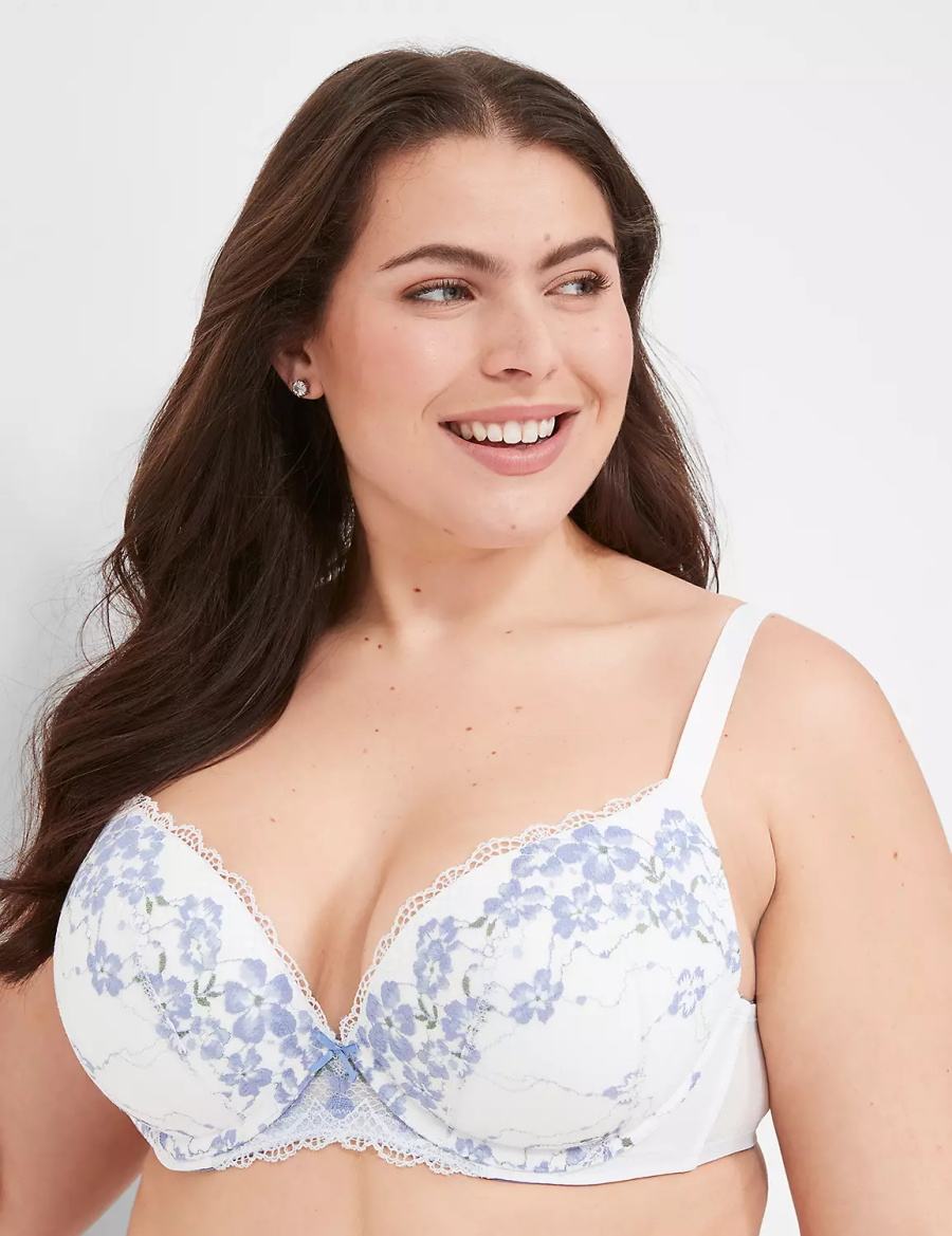 Women Lane Bryant Boost Plunge With Lace Bralettes White | RQR366TF