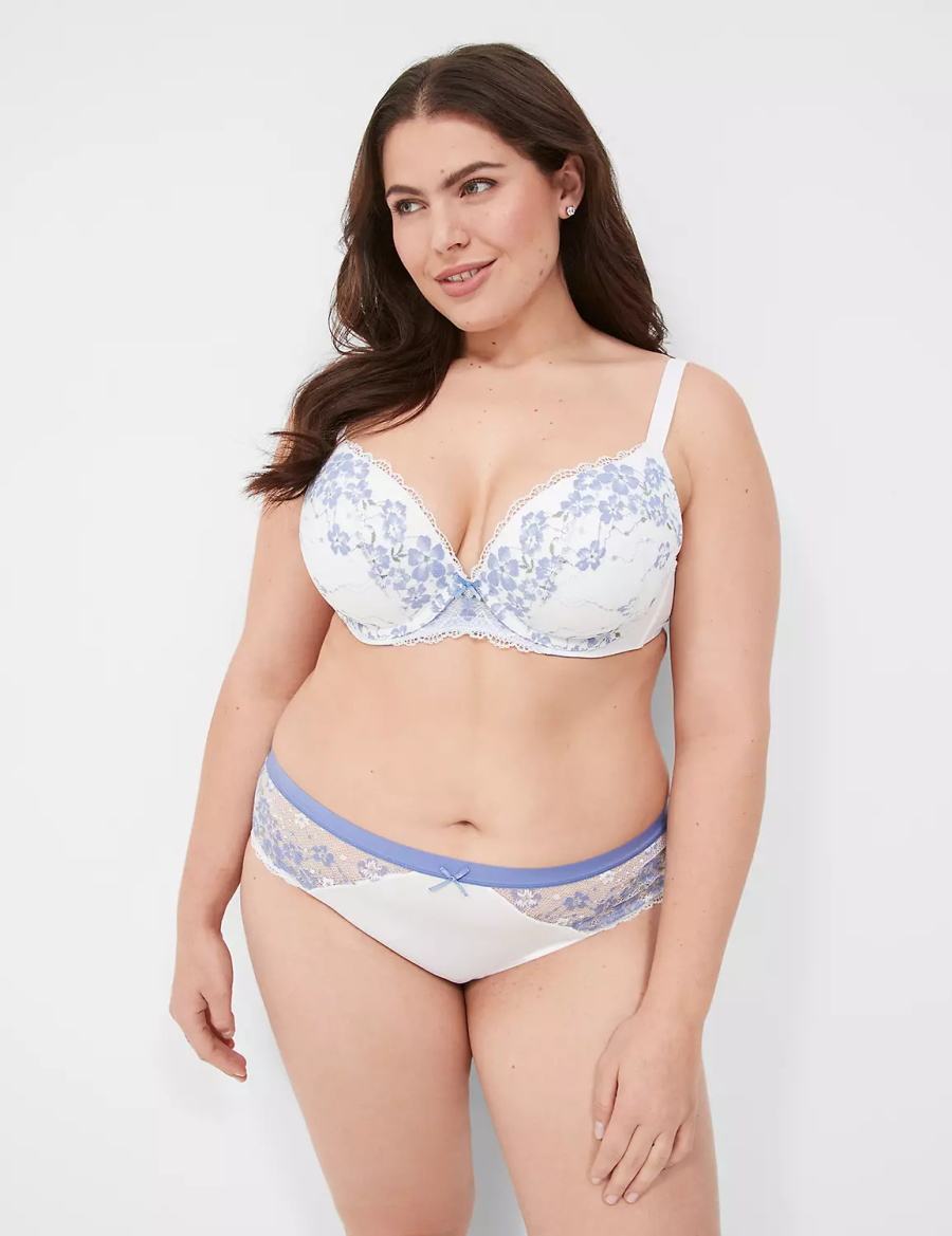 Women Lane Bryant Boost Plunge With Lace Bralettes White | RQR366TF